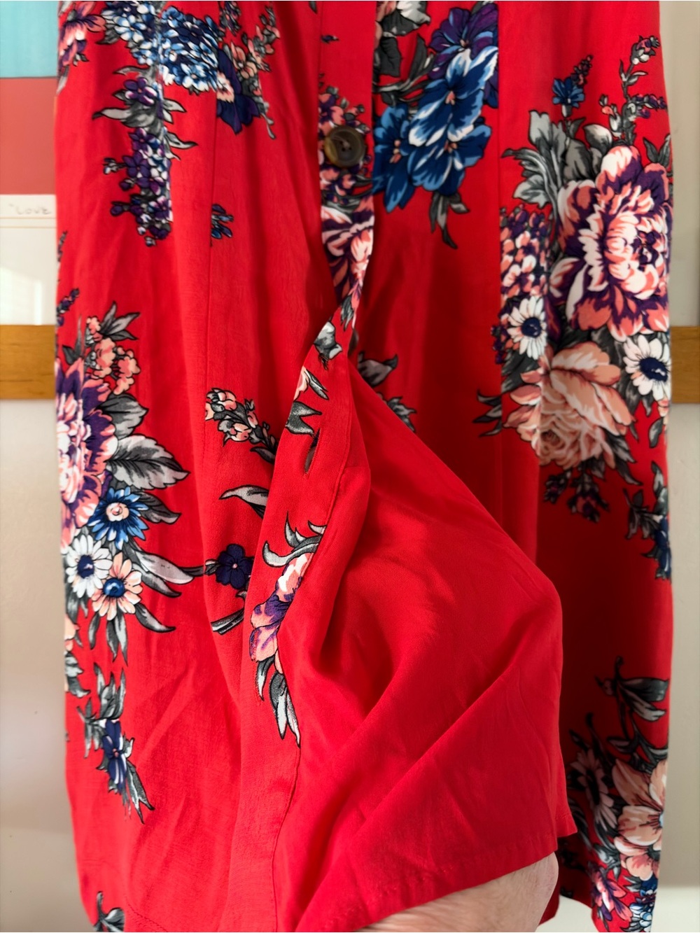 Maeve by Anthropologie Red Floral Button-Front Women’s Midi Dress Size 8 - Picture 7 of 9